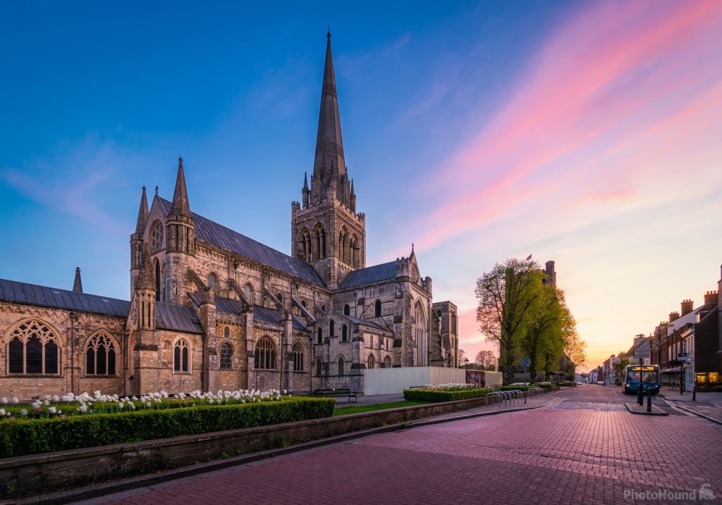 A scenic view of Chichester Cathedral or the Chichester Canal, emphasizing clean and picturesque surroundings.