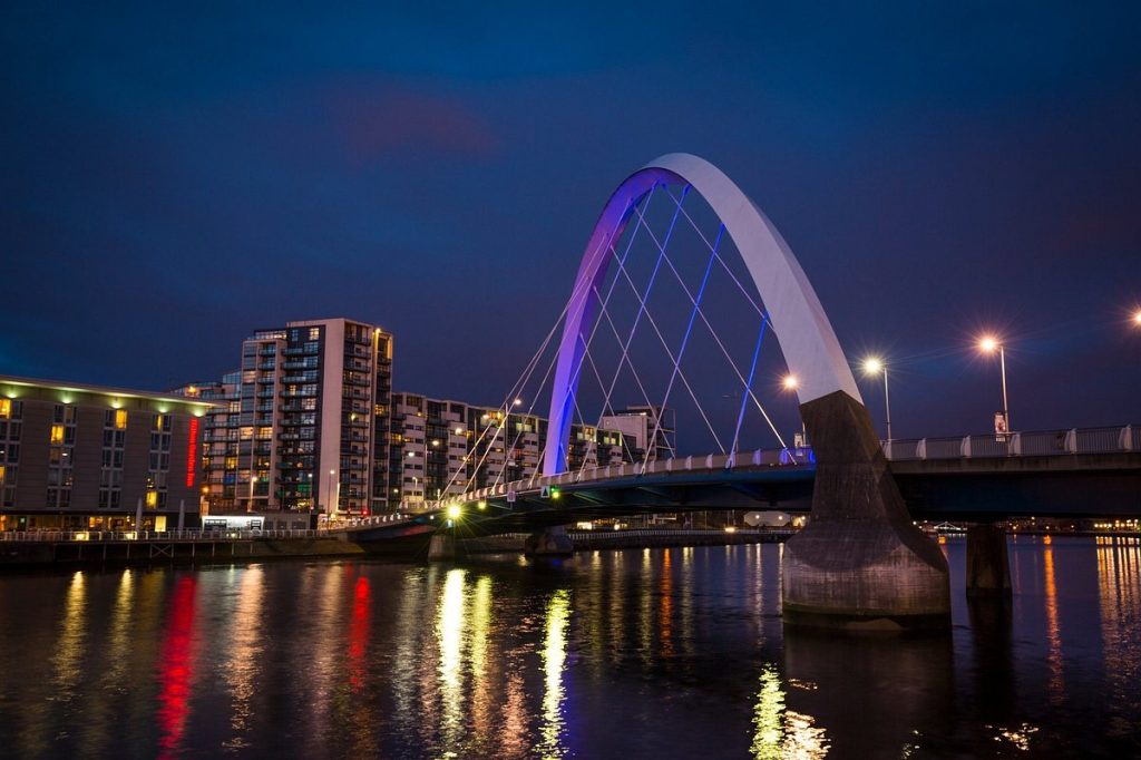 A scenic view of Glasgow's iconic Clyde Arc