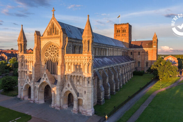 A scenic view of St Albans Cathedral