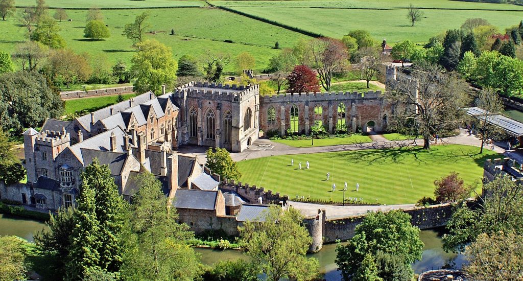 A scenic view of Wells Bishop's Palace Gardens