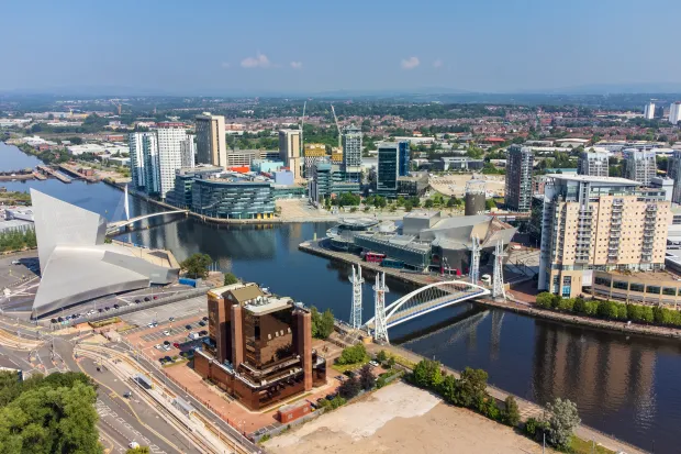 A scenic view of the Salford Quays