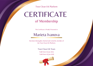 Trust Clean UK Certificate for Marieta Ivanova (1)